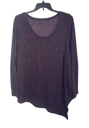 Lane Bryant Purple Sparkle 3/4 Sleeve Lightweight Asymmetrical Sweater 22/24 thumbnail 1