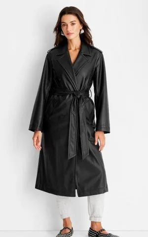 A New Day Faux Leather Trench Coat thumbnail 1