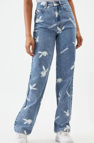 playboy 90s boyfriend jeans medium wash thumbnail 1