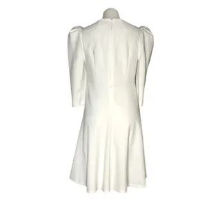 CALVIN KLEIN White Dress Puff Sleeve High Waist Lined Scuba Crepe Size 8 thumbnail 3