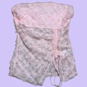 Kimchi Blue Pink Rosette Mesh Strapless Tube Top Women‎ Size Small Coquette thumbnail 2