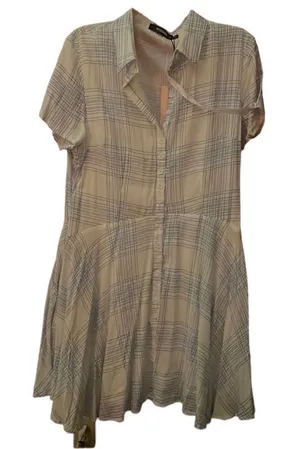 ✨ Missguided Missguided Skater White & Blue Checked Button Down Shirt Dress✨ thumbnail 1