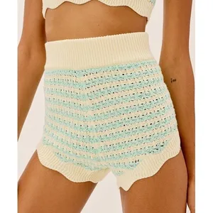 For Love & Lemons Lizzy Stripe Knit Shorts Bloomers Mint Scalloped High Waist M‎ thumbnail 2