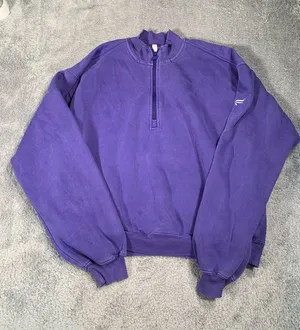 Fabletics Purple Quarter-Zip Sweatshirt large thumbnail 1