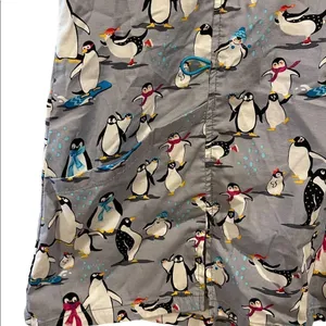 Scrub Star Gray White Black Winter Wonderland Penguin Short Sleeve Scrubs Top thumbnail 2