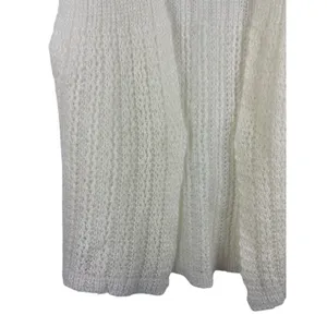 VTG Women’s Ivory Knit Open Front Sweater Vest Textured Lightweight Gradmacore S thumbnail 5