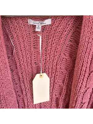 Love Tree Womens Small Mauve Pink Chunky Cable Knit Open Front Cardigan NWT thumbnail 2