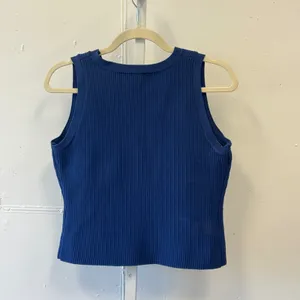 Happily Grey Ribbed Knit Tank Top Cobalt Blue Crew Neck Size Large Minimalist thumbnail 2
