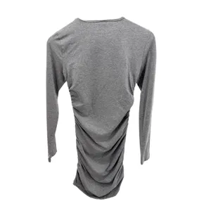 Aritzia Tna Chill Malibu Ruched Long Sleeve Dress S Grey Cotton Bodycon Mini M thumbnail 6