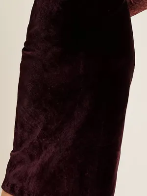 Anthropologie Maeve Velvet Midi Skirt w slit sz 2 rich plum thumbnail 2