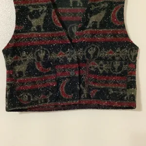 Vintage Retro Western Cowgirl Cowboy Southwestern Black Wolf Cropped Vest Medium thumbnail 4