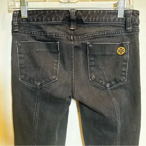 Tory Burch Super Skinny Jeans Women's Size 25 Black Ankle Zip Denim Stretch‎ thumbnail 4