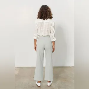 Mara Hoffman Hemp Organic‎ Cotton Arlene Pants Flare Leg Crop Green $362 Size 4 thumbnail 3