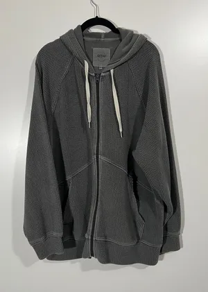 Aerie Waffle Full Zip Jacket Dark Gray Size Medium Baggy Size Medium Batwing thumbnail 1