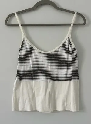 Anne Fontaine Paris Vintage Lindsey White Black Stripe Sleeveless Cami M thumbnail 1