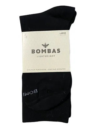 Bombas Black Lightweight Crew Socks Size Large thumbnail 1