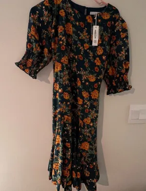 Baltic Born NWT Charlie Flare Dress Topaz +‎ Rust Floral M thumbnail 1