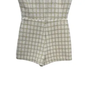 Endless Rose Suited Tweed Romper Plaid Check White Gold‎ Size Medium thumbnail 12