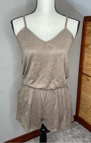 Movement Tan Brown Faux Suede Sleeveless Romper Small NWT thumbnail 1