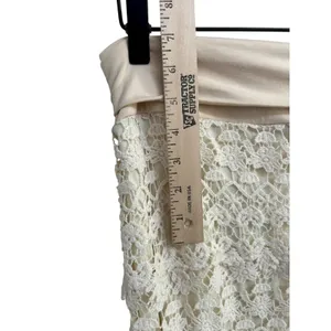 Solitaire Lace Maxi Skirt XS‎ Ivory Cream Crochet Boho Lined Cotton Indie thumbnail 6