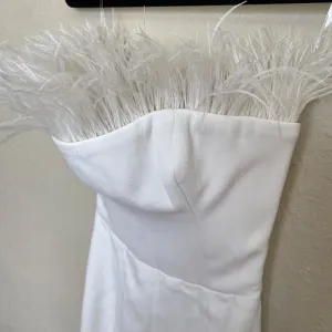 House of CB 'Bianca' White Feather Strapless‎ Dress NWOT size XS thumbnail 5