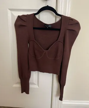 Knit Long Sleeve Top Brown Size M thumbnail 2