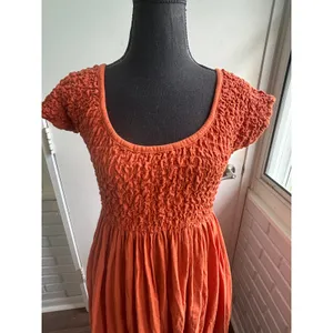 Free People All Eyes on You Maxi Dress Medium Boho Smocked prairie flattering thumbnail 2
