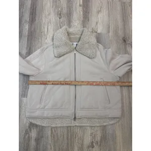 Athleta Westbound Sherpa Jacket Abalone Grey/Cream Full‎ Zip Plus Size 1X thumbnail 5