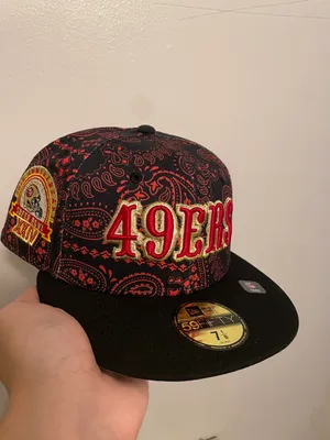 New Era Myfitteds San Francisco 49ers paisley red 30th anniversary Super Bowl patch size 7 1/8 brand new thumbnail 3