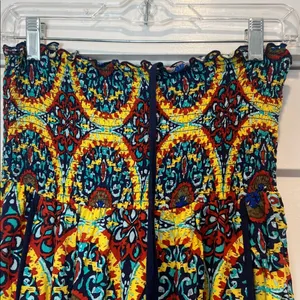 Band of gypsies Boho Patterned halter Maxi dress in Yellow and Blue size medium thumbnail 3
