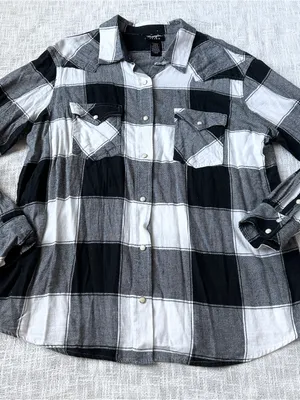 Wrangler "Retro" Long Sleeve Western Plaid Snap Flannel 🔲 Size Large thumbnail 1