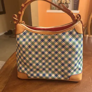 DOONEY & BOURKE Zip Satchel Green Plaid Medium Purse HandBag thumbnail 9