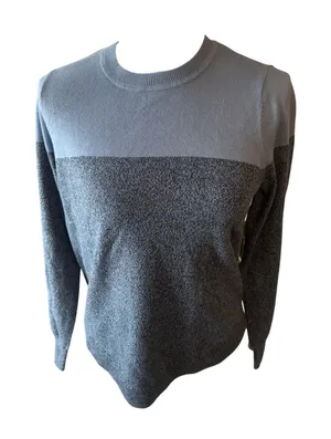 Style & Co Blue Crewneck Cotton Colorblocked Sweater Size PP thumbnail 1
