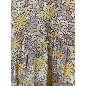 Faithfull The Brand La Falaise Dress Womens Large Beige Floral Puff Sleeve Boho thumbnail 5