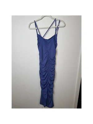 Abercrombie and fitch blue midi ruched dress size small thumbnail 6
