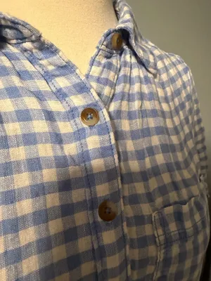 Pilcro Linen Blue Gingham Button Down Shirt thumbnail 3