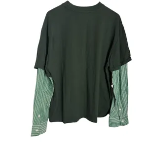 Lioness Bottega Green Layered Mix Media Crewneck Tee Striped Long Sleeve Shirt S thumbnail 9