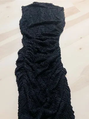 Babyboo NWT Women Large Black Crinkle Textured Open Back Thigh Split Midi Dress thumbnail 7