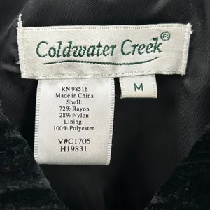 VTG Coldwater Creek Black Crushed Velvet Textured Whimsigoth Blazer Jacket Med‎ thumbnail 5