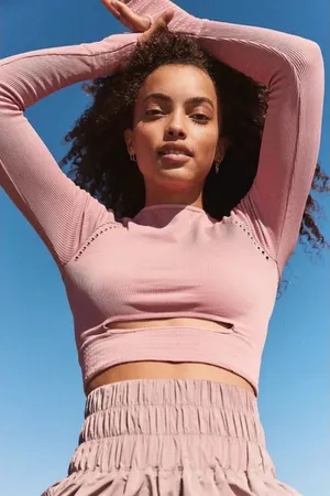 Free People Movement Baby Pink Cut It Out Long Sleeve Active Workout Top XS/S thumbnail 1