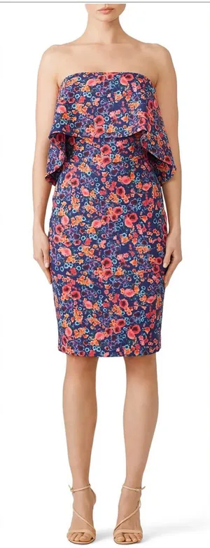 Badgley Mischka Floral Popover Sheath Dress Size 10 thumbnail 1