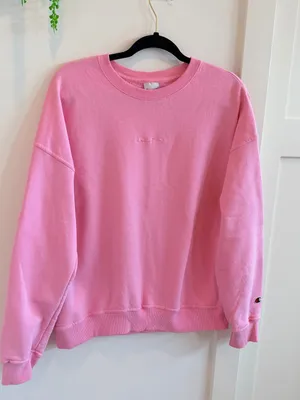 Champion Bubblegum Pink Embroidered Middle Logo Crewneck Sweatshirt thumbnail 3
