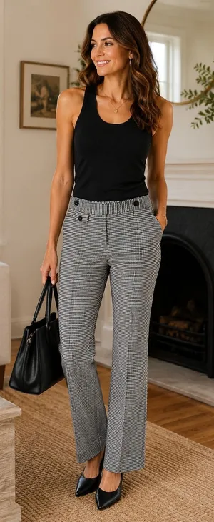 Derek Lam 10 Crosby Houndstooth Plaid Flare Work Trousers Size 0 thumbnail 1