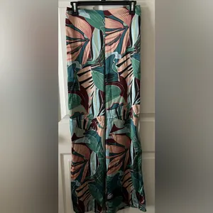 Rachel Zoe Women’s 2-Piece Tropical‎ Palm Print Satin Halter & Pant Set Small thumbnail 6
