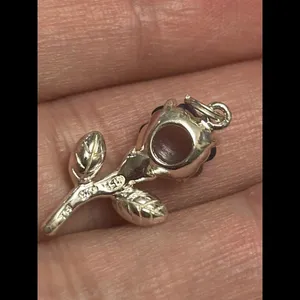 925 Sterling Silver Flower F20 Pendant Blue thumbnail 5
