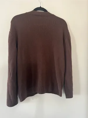 ASOS Chocolate Brown Oversized V Neck Knit Sweater Medium Fall Cozy Earthy thumbnail 5