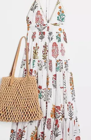 RAGA White Maxi Dress with Multicolor Floral Print thumbnail 1