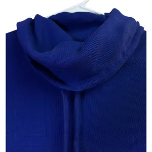 Lauren Ralph Lauren Active Waffle Knit Cowl Neck Kangaroo Pocket Blue Medium thumbnail 3