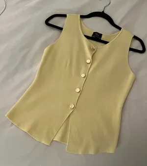 yeow milk & honey hammered gold button sweater vest size medium thumbnail 1