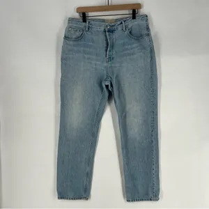 Everlane Cotton Light Blue Denim Button Fly High Rise‎ Straight Ankle Jean thumbnail 2